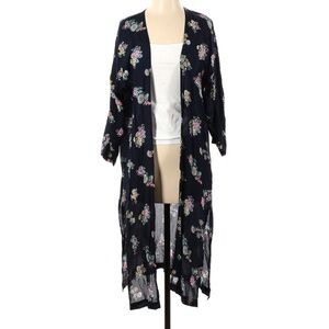 Ann Taylor LOFT Blue Floral Kimono